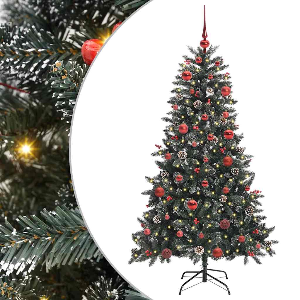 VidaXL künstlicher Weihnachtsbaum mit 150 LEDs grün, 150 cm PVC und Kunststoff und Stahl