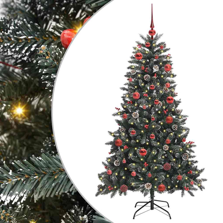 VidaXL künstlicher Weihnachtsbaum mit 150 LEDs grün, 150 cm PVC und Kunststoff und Stahl