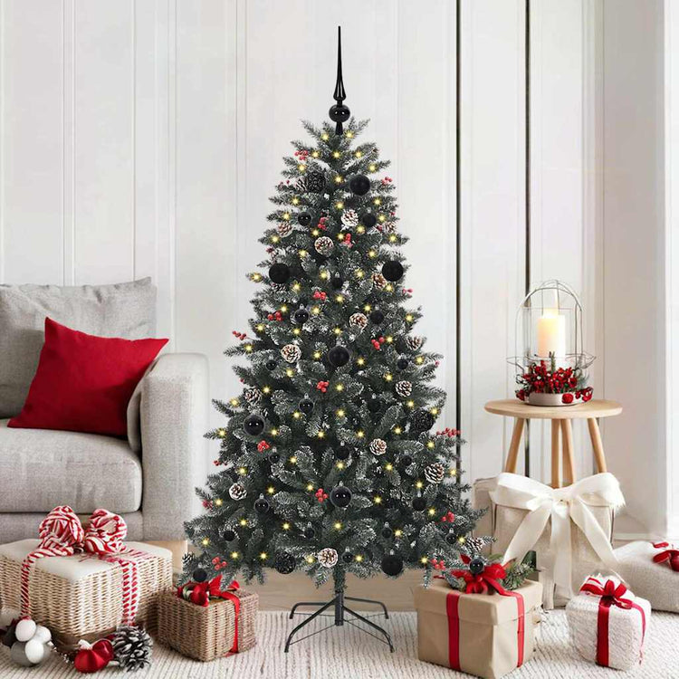 VidaXL künstlicher Weihnachtsbaum mit 150 LEDs grün, 150 cm PVC und Kunststoff und Stahl