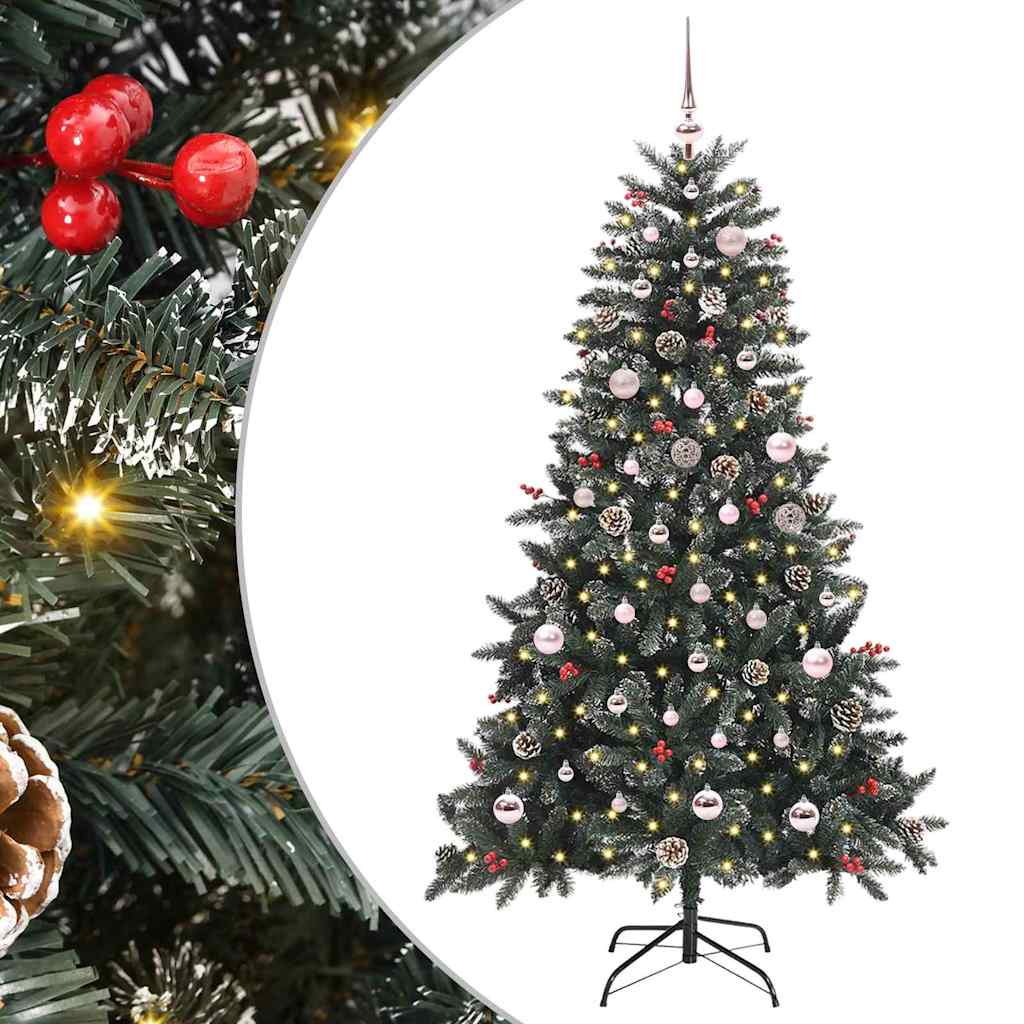 VidaXL künstlicher Weihnachtsbaum mit 150 LEDs grün, 150 cm PVC und Kunststoff und Stahl