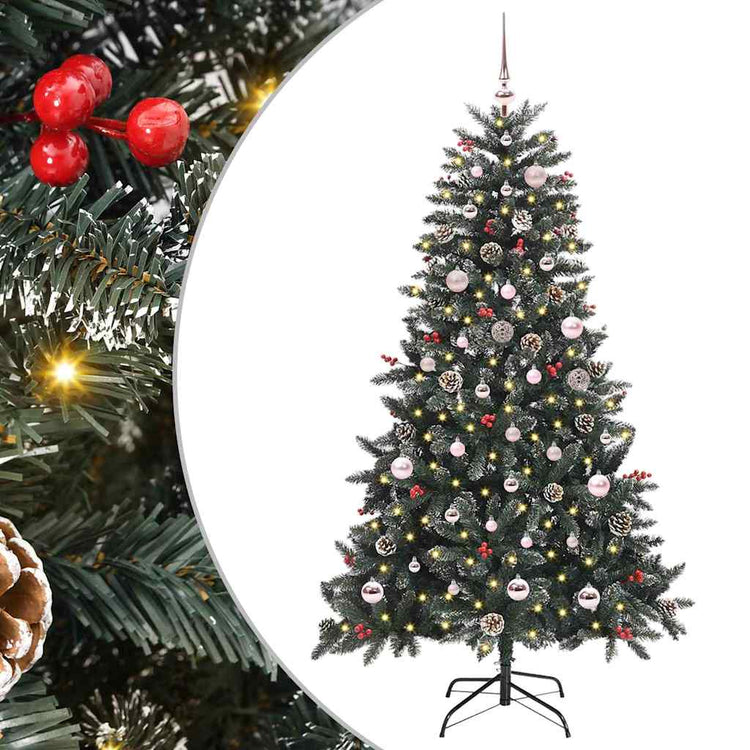 VidaXL künstlicher Weihnachtsbaum mit 150 LEDs grün, 150 cm PVC und Kunststoff und Stahl