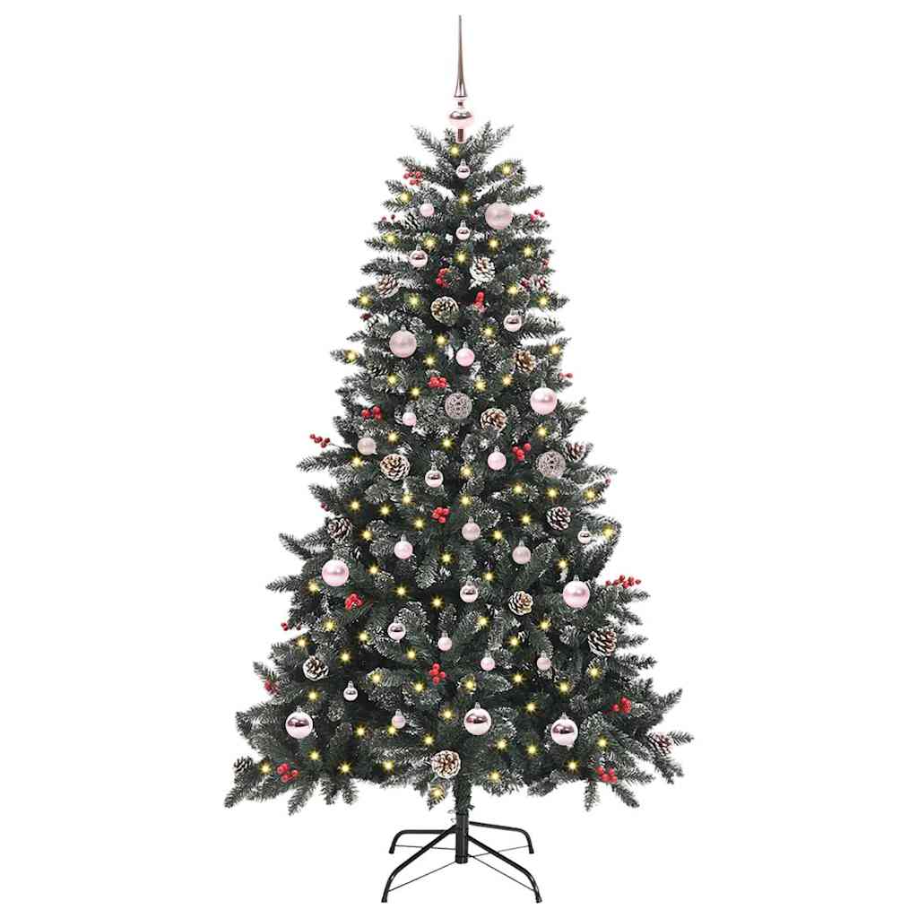VidaXL künstlicher Weihnachtsbaum mit 150 LEDs grün, 150 cm PVC und Kunststoff und Stahl