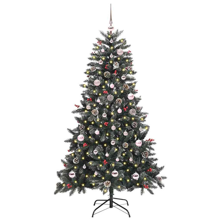 VidaXL künstlicher Weihnachtsbaum mit 150 LEDs grün, 150 cm PVC und Kunststoff und Stahl