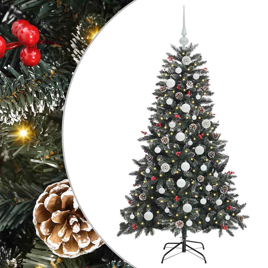 VidaXL künstlicher Weihnachtsbaum mit 150 LEDs grün, 150 cm PVC und Kunststoff und Stahl