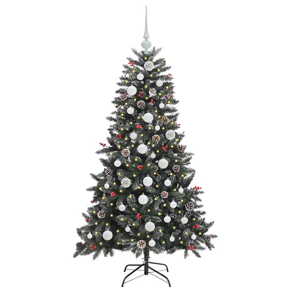 VidaXL künstlicher Weihnachtsbaum mit 150 LEDs grün, 150 cm PVC und Kunststoff und Stahl
