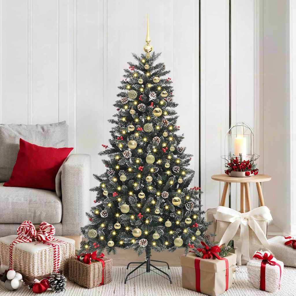 VidaXL künstlicher Weihnachtsbaum mit 150 LEDs grün, 150 cm PVC und Kunststoff und Stahl