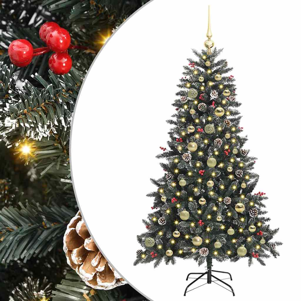 VidaXL künstlicher Weihnachtsbaum mit 150 LEDs grün, 150 cm PVC und Kunststoff und Stahl