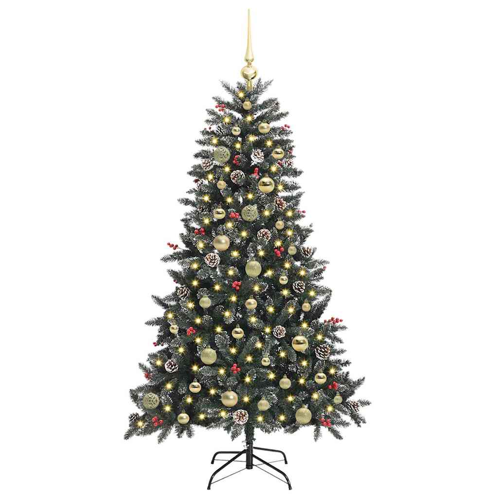 VidaXL künstlicher Weihnachtsbaum mit 150 LEDs grün, 150 cm PVC und Kunststoff und Stahl