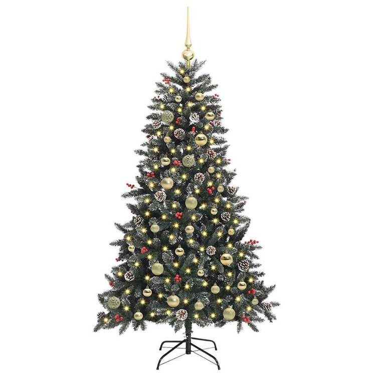 VidaXL künstlicher Weihnachtsbaum mit 150 LEDs grün, 150 cm PVC und Kunststoff und Stahl