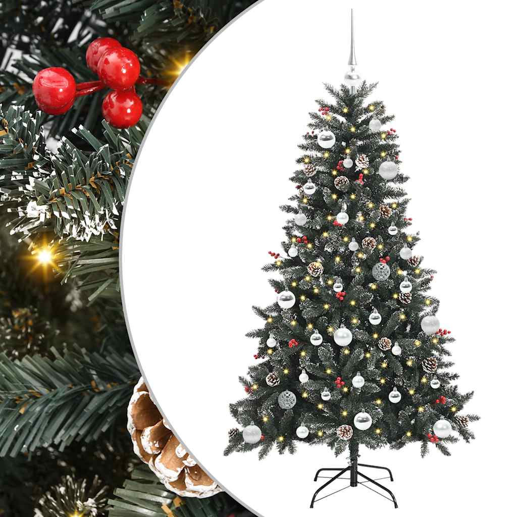 VidaXL künstlicher Weihnachtsbaum mit 150 LEDs grün, 150 cm PVC und Kunststoff und Stahl
