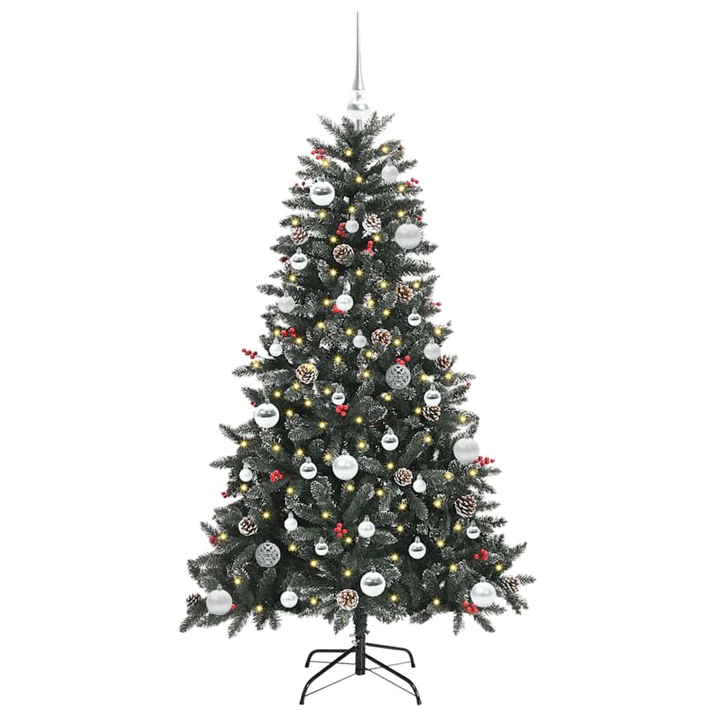 VidaXL künstlicher Weihnachtsbaum mit 150 LEDs grün, 150 cm PVC und Kunststoff und Stahl