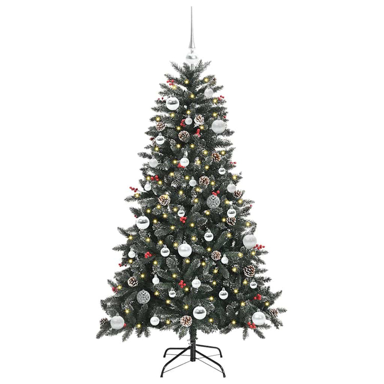 VidaXL künstlicher Weihnachtsbaum mit 150 LEDs grün, 150 cm PVC und Kunststoff und Stahl