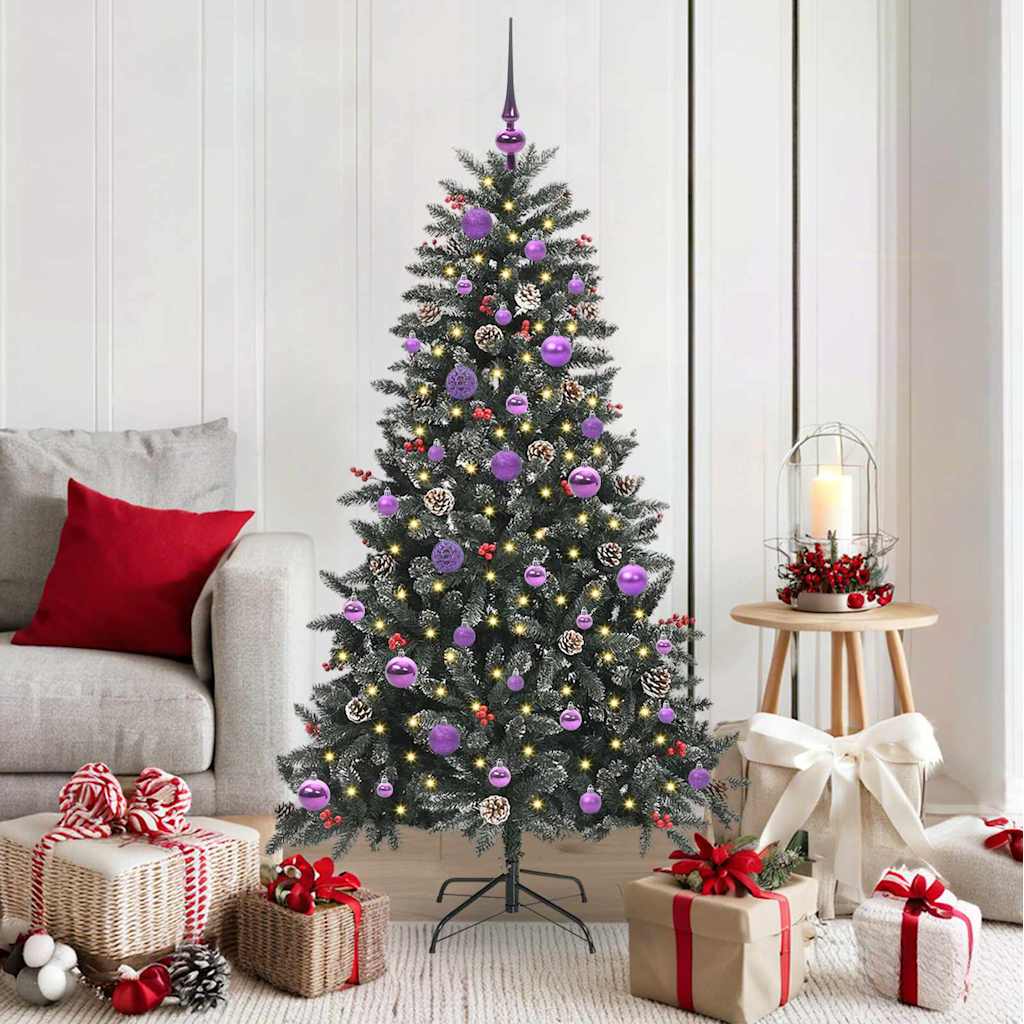 VidaXL künstlicher Weihnachtsbaum mit 150 LEDs grün, 150 cm PVC und Kunststoff und Stahl