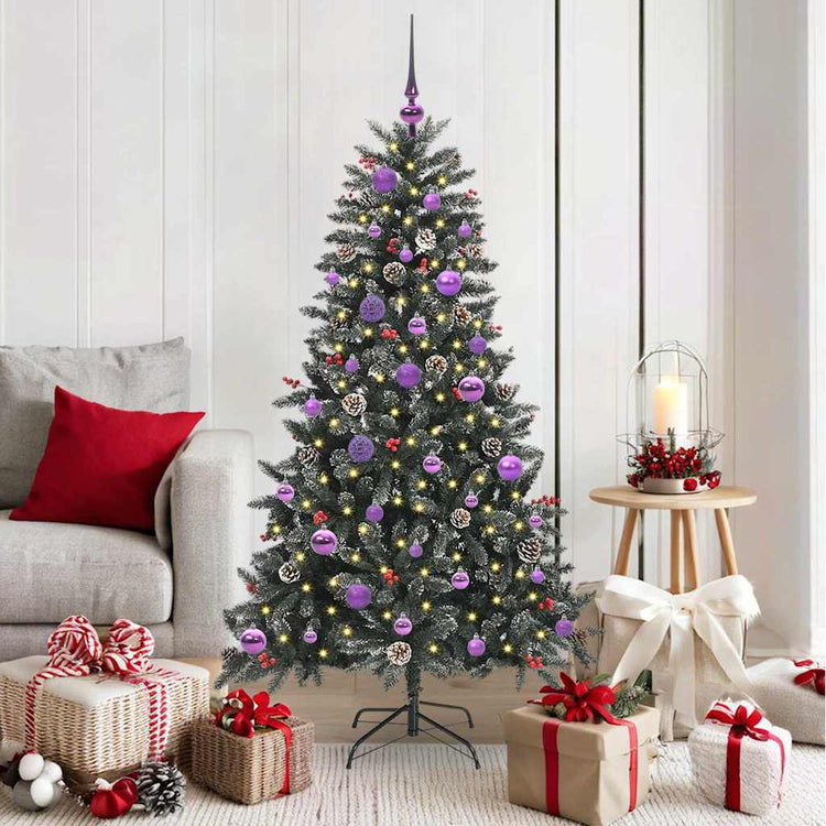 VidaXL künstlicher Weihnachtsbaum mit 150 LEDs grün, 150 cm PVC und Kunststoff und Stahl