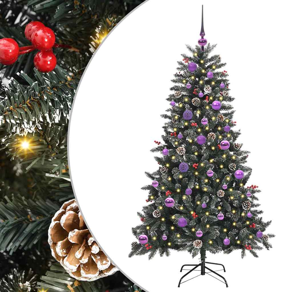 VidaXL künstlicher Weihnachtsbaum mit 150 LEDs grün, 150 cm PVC und Kunststoff und Stahl