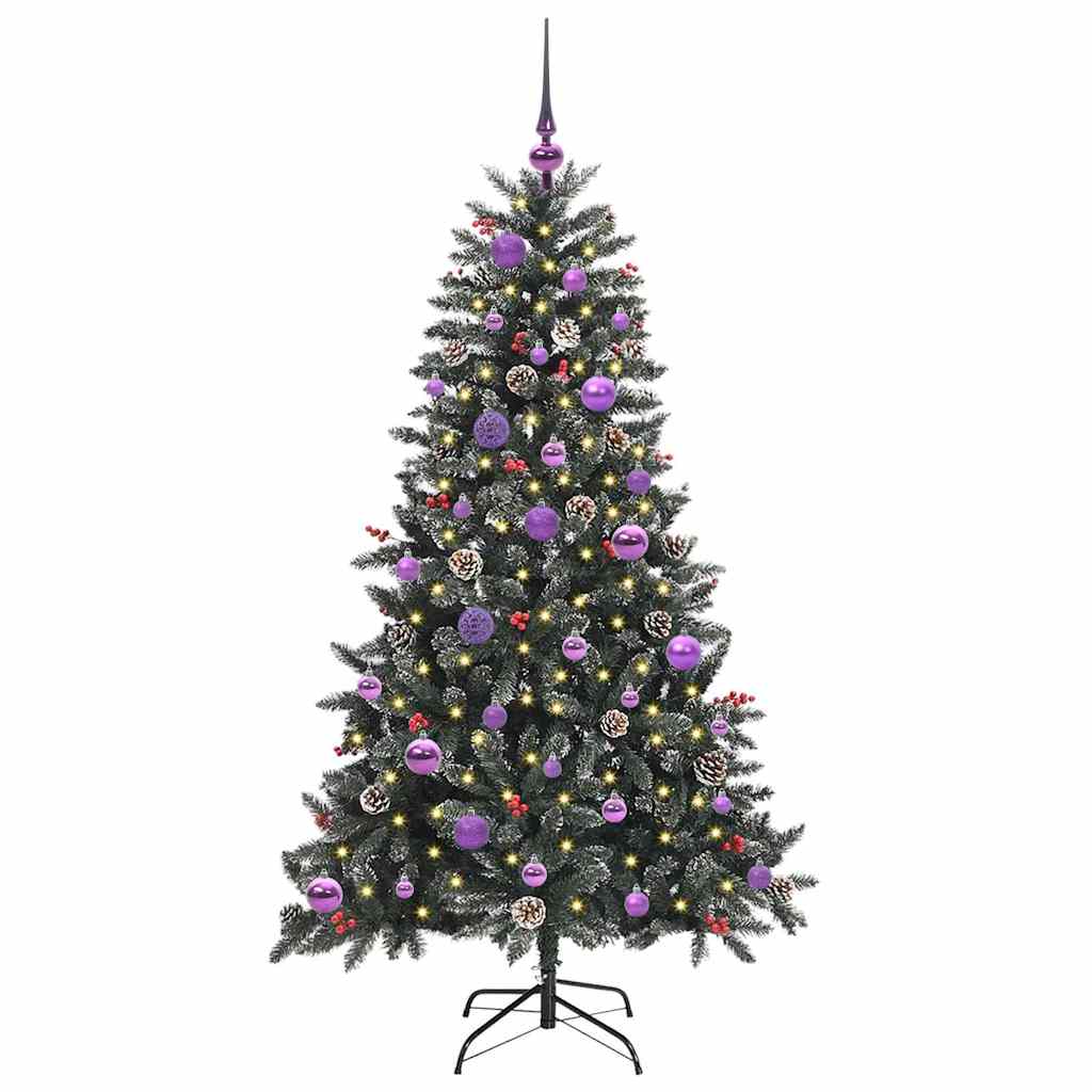 VidaXL künstlicher Weihnachtsbaum mit 150 LEDs grün, 150 cm PVC und Kunststoff und Stahl
