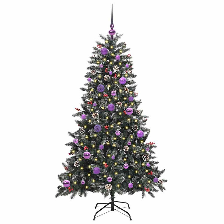 VidaXL künstlicher Weihnachtsbaum mit 150 LEDs grün, 150 cm PVC und Kunststoff und Stahl