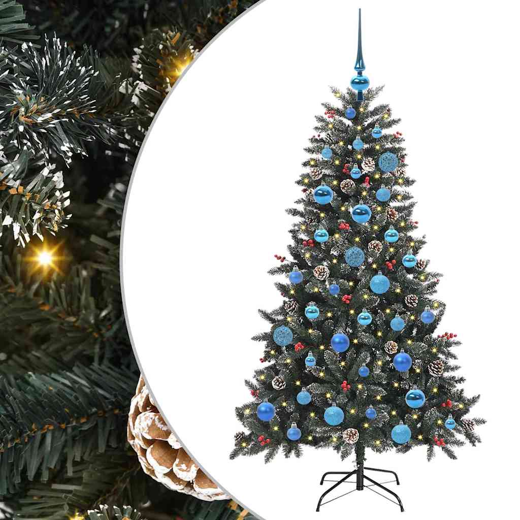 VidaXL künstlicher Weihnachtsbaum mit 150 LEDs grün, 150 cm PVC und Kunststoff und Stahl