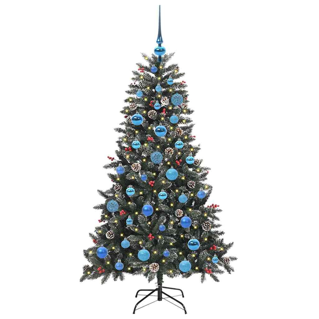 VidaXL künstlicher Weihnachtsbaum mit 150 LEDs grün, 150 cm PVC und Kunststoff und Stahl