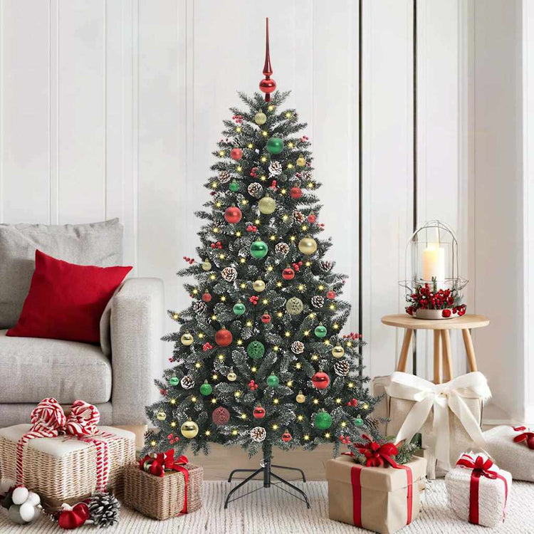 VidaXL künstlicher Weihnachtsbaum mit 150 LEDs grün, 150 cm PVC und Kunststoff und Stahl