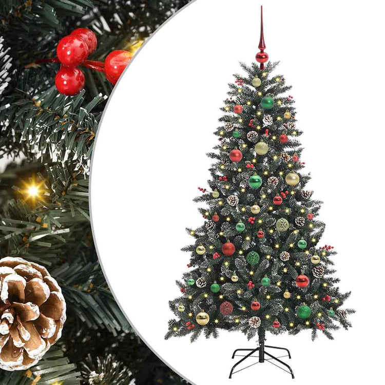 VidaXL künstlicher Weihnachtsbaum mit 150 LEDs grün, 150 cm PVC und Kunststoff und Stahl
