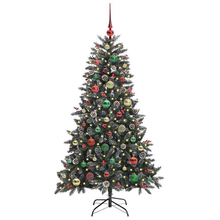 VidaXL künstlicher Weihnachtsbaum mit 150 LEDs grün, 150 cm PVC und Kunststoff und Stahl