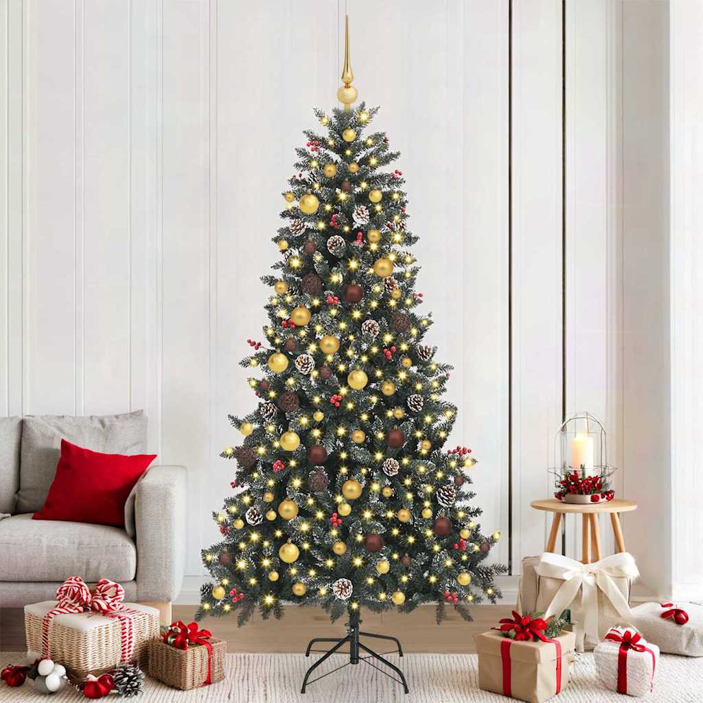 VidaXL künstlicher Weihnachtsbaum mit 300 LEDs grün, 210 cm PVC und Kunststoff und Stahl