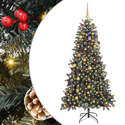 VidaXL künstlicher Weihnachtsbaum mit 300 LEDs grün, 210 cm PVC und Kunststoff und Stahl