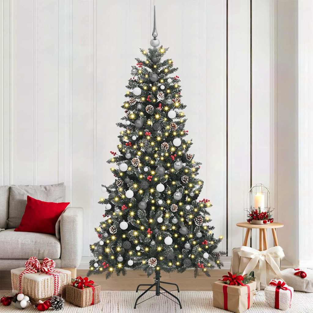 VidaXL künstlicher Weihnachtsbaum mit 300 LEDs grün, 210 cm PVC und Kunststoff und Stahl