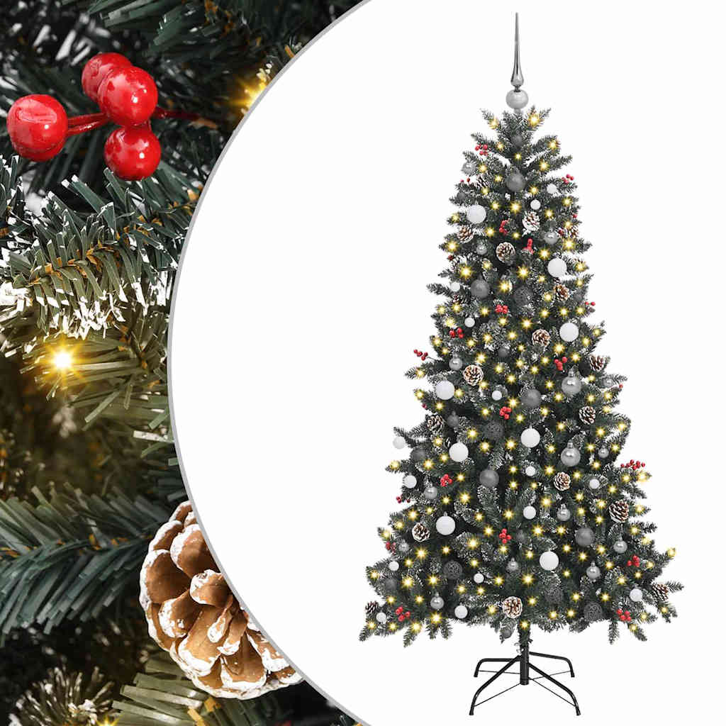 VidaXL künstlicher Weihnachtsbaum mit 300 LEDs grün, 210 cm PVC und Kunststoff und Stahl