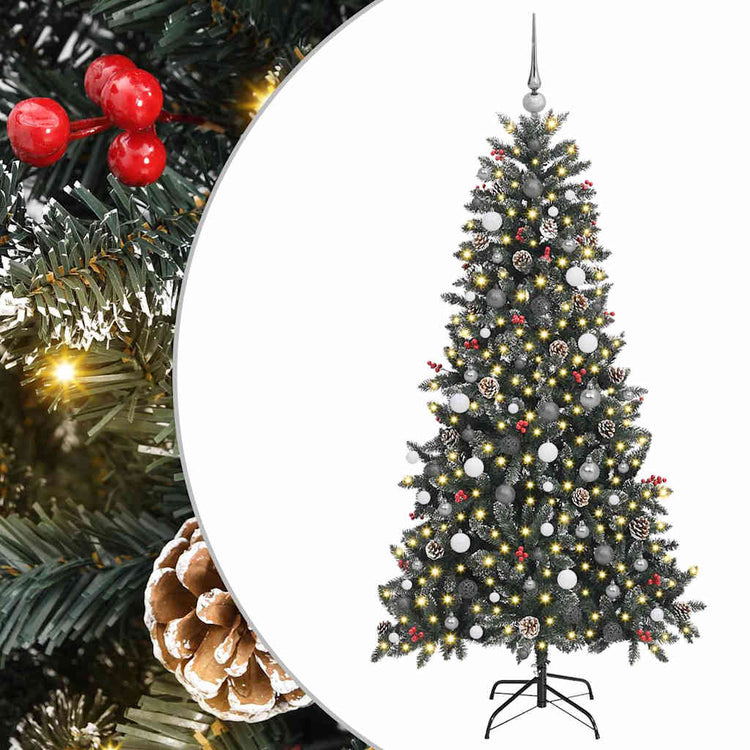 VidaXL künstlicher Weihnachtsbaum mit 300 LEDs grün, 210 cm PVC und Kunststoff und Stahl