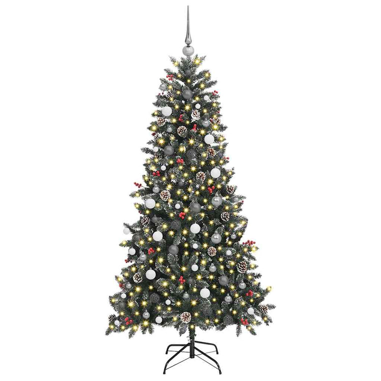 VidaXL künstlicher Weihnachtsbaum mit 300 LEDs grün, 210 cm PVC und Kunststoff und Stahl