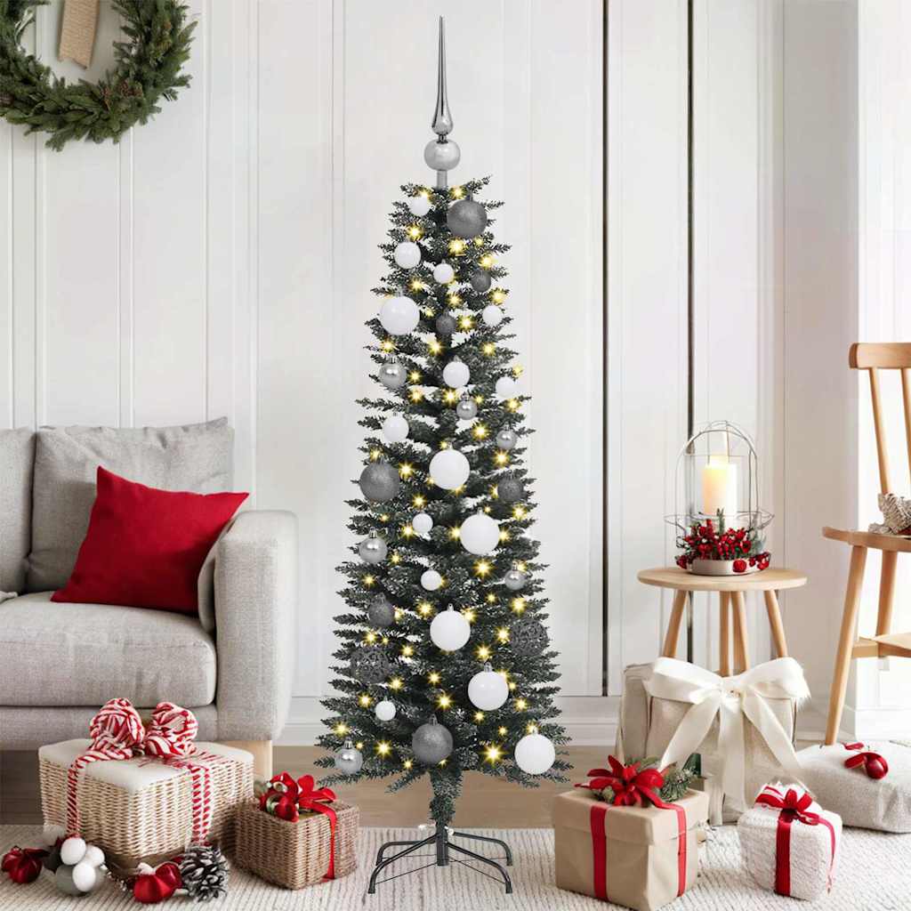 VidaXL künstlicher Weihnachtsbaum mit 150 LEDs grün, 120 cm PVC und Kunststoff und Stahl