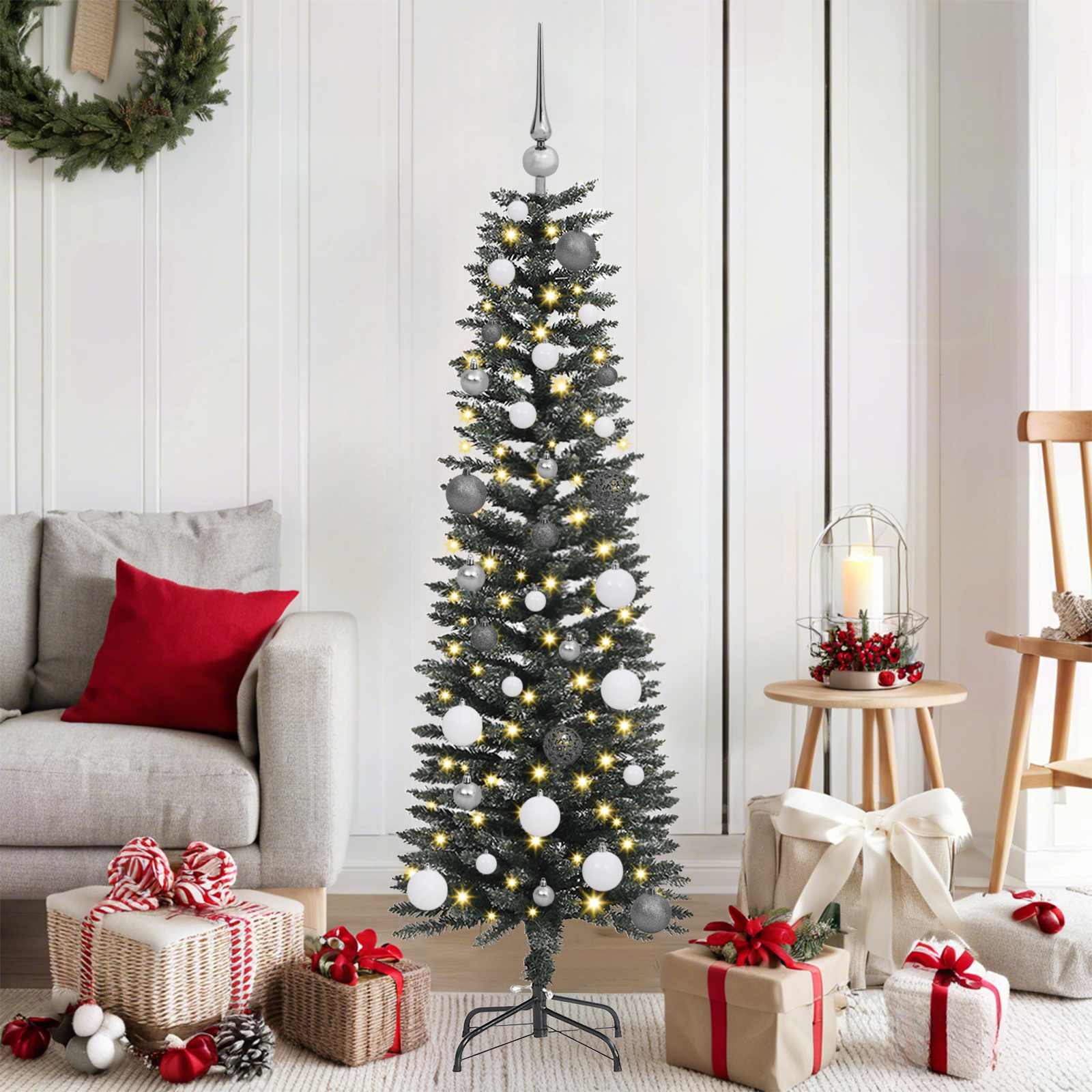 VidaXL künstlicher Weihnachtsbaum mit 150 LEDs grün, 150 cm PVC und Kunststoff und Stahl