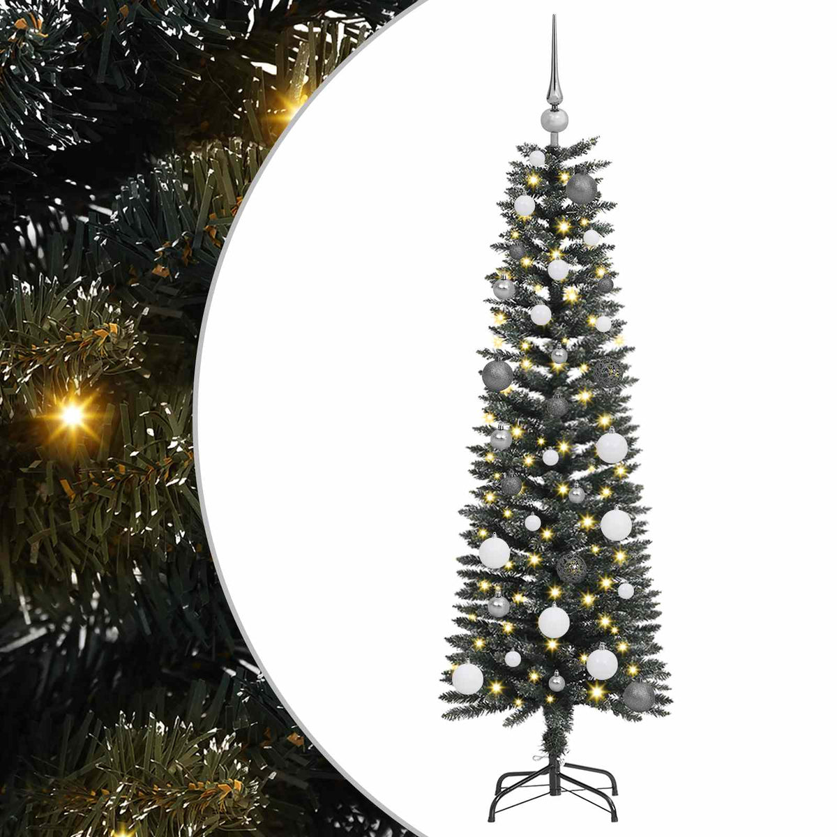VidaXL künstlicher Weihnachtsbaum mit 150 LEDs grün, 150 cm PVC und Kunststoff und Stahl