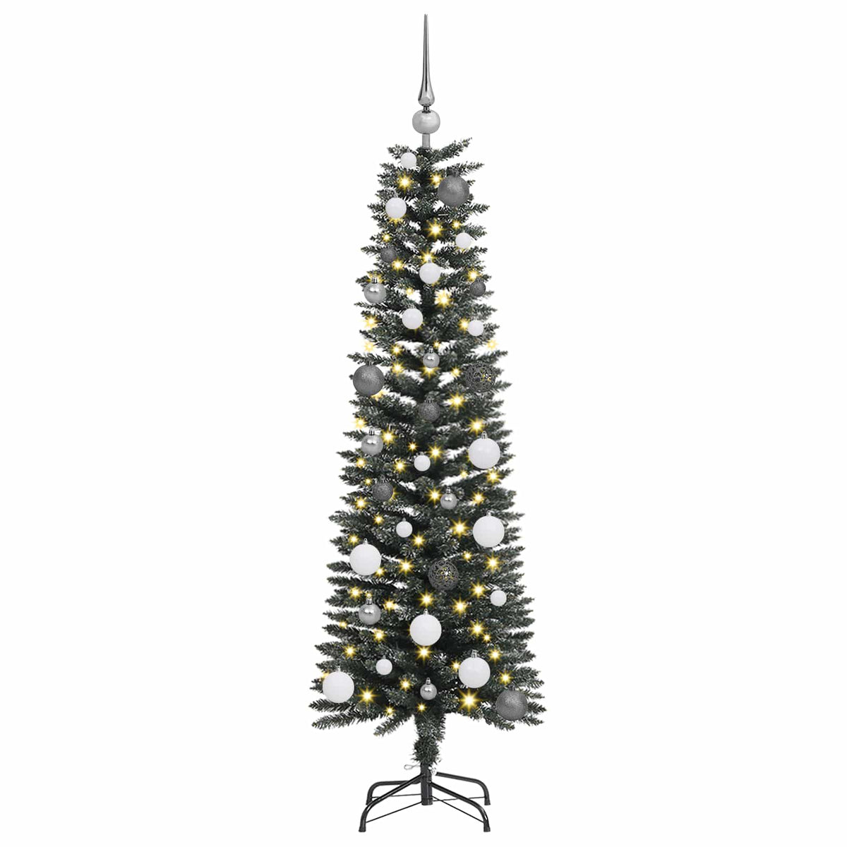 VidaXL künstlicher Weihnachtsbaum mit 150 LEDs grün, 150 cm PVC und Kunststoff und Stahl