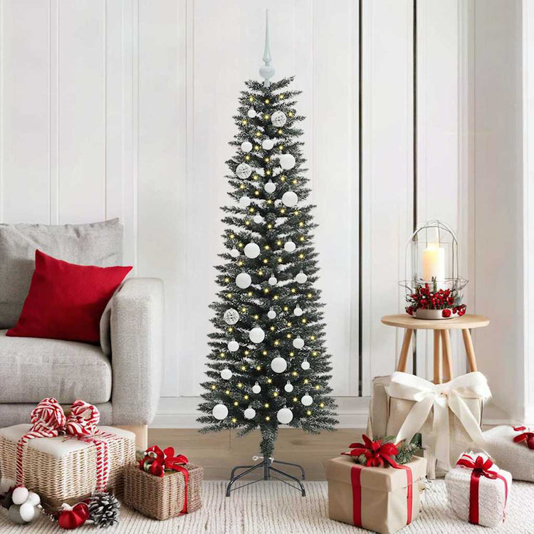 VidaXL künstlicher Weihnachtsbaum mit 150 LEDs grün, 150 cm PVC und Kunststoff und Stahl
