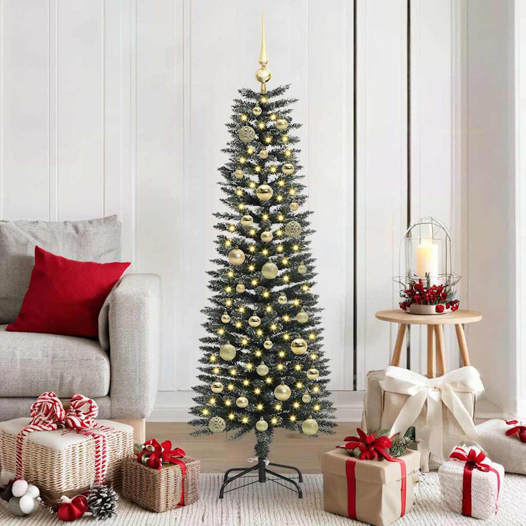 VidaXL künstlicher Weihnachtsbaum mit 150 LEDs grün, 150 cm PVC und Kunststoff und Stahl