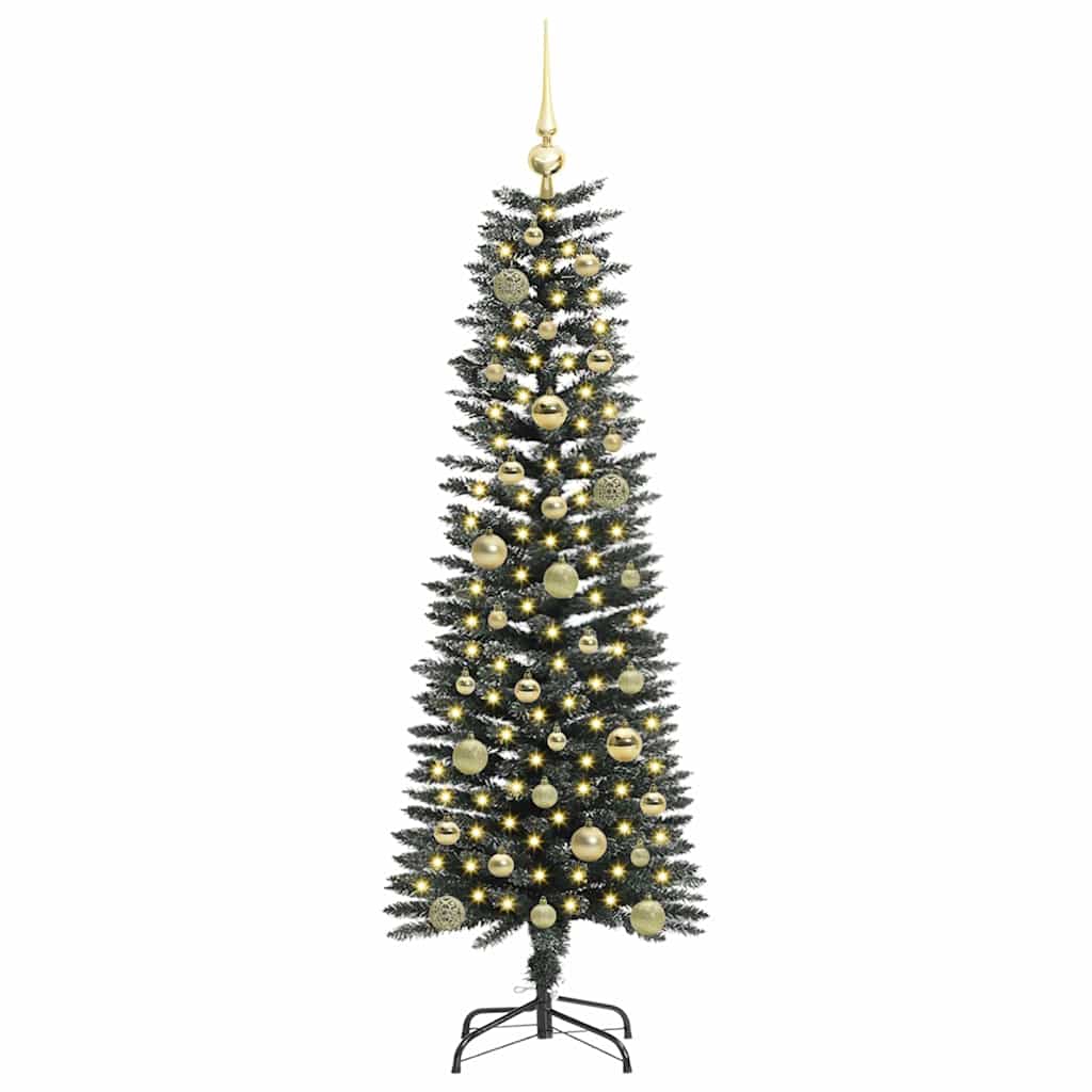 VidaXL künstlicher Weihnachtsbaum mit 150 LEDs grün, 150 cm PVC und Kunststoff und Stahl