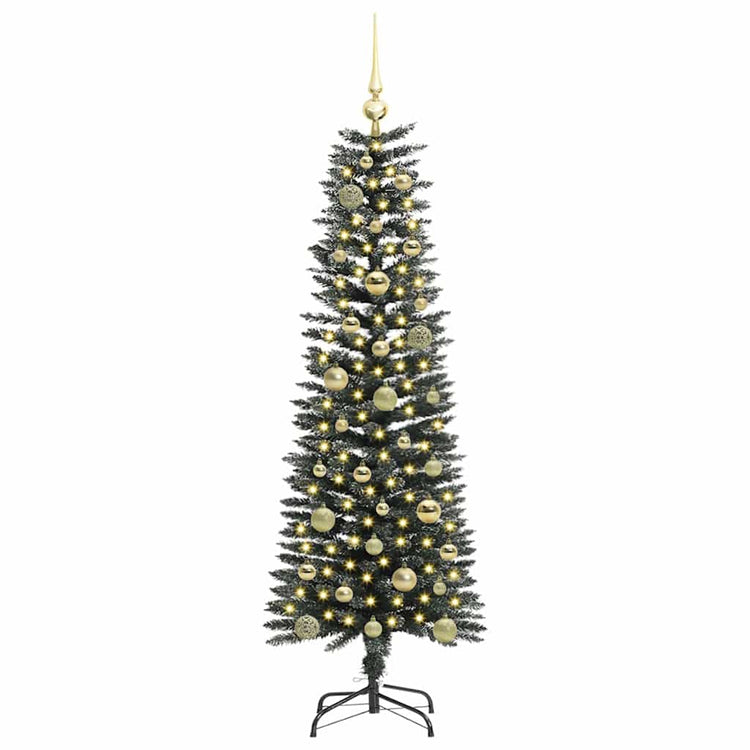 VidaXL künstlicher Weihnachtsbaum mit 150 LEDs grün, 150 cm PVC und Kunststoff und Stahl