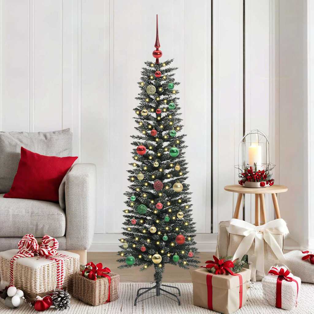 VidaXL künstlicher Weihnachtsbaum mit 150 LEDs grün, 150 cm PVC und Kunststoff und Stahl