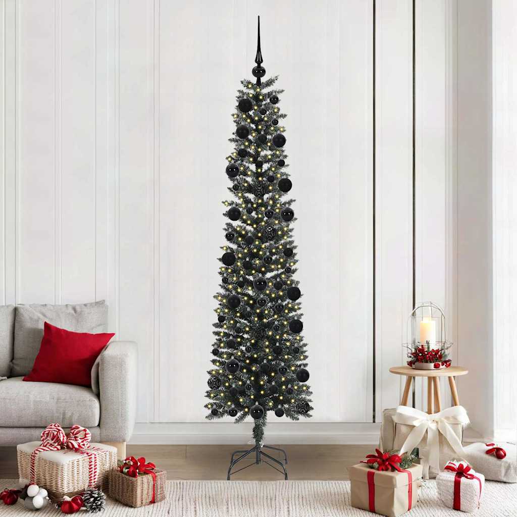 VidaXL künstlicher Weihnachtsbaum mit 300 LEDs grün, 210 cm PVC und Kunststoff und Stahl