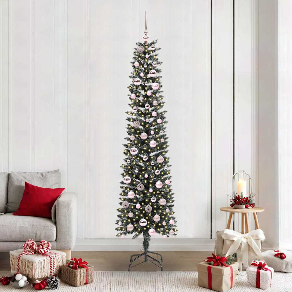 VidaXL künstlicher Weihnachtsbaum mit 300 LEDs grün, 210 cm PVC und Kunststoff und Stahl