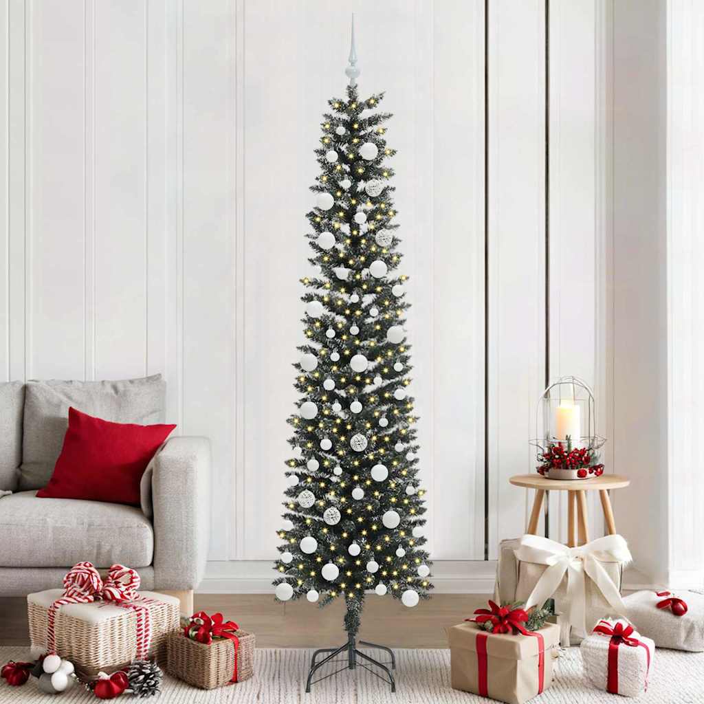 VidaXL künstlicher Weihnachtsbaum mit 300 LEDs grün, 210 cm PVC und Kunststoff und Stahl