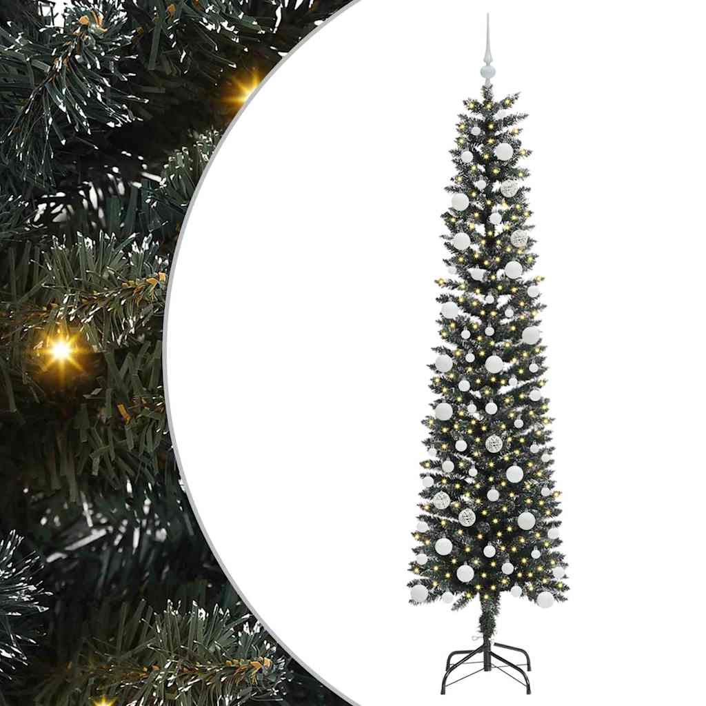 VidaXL künstlicher Weihnachtsbaum mit 300 LEDs grün, 210 cm PVC und Kunststoff und Stahl