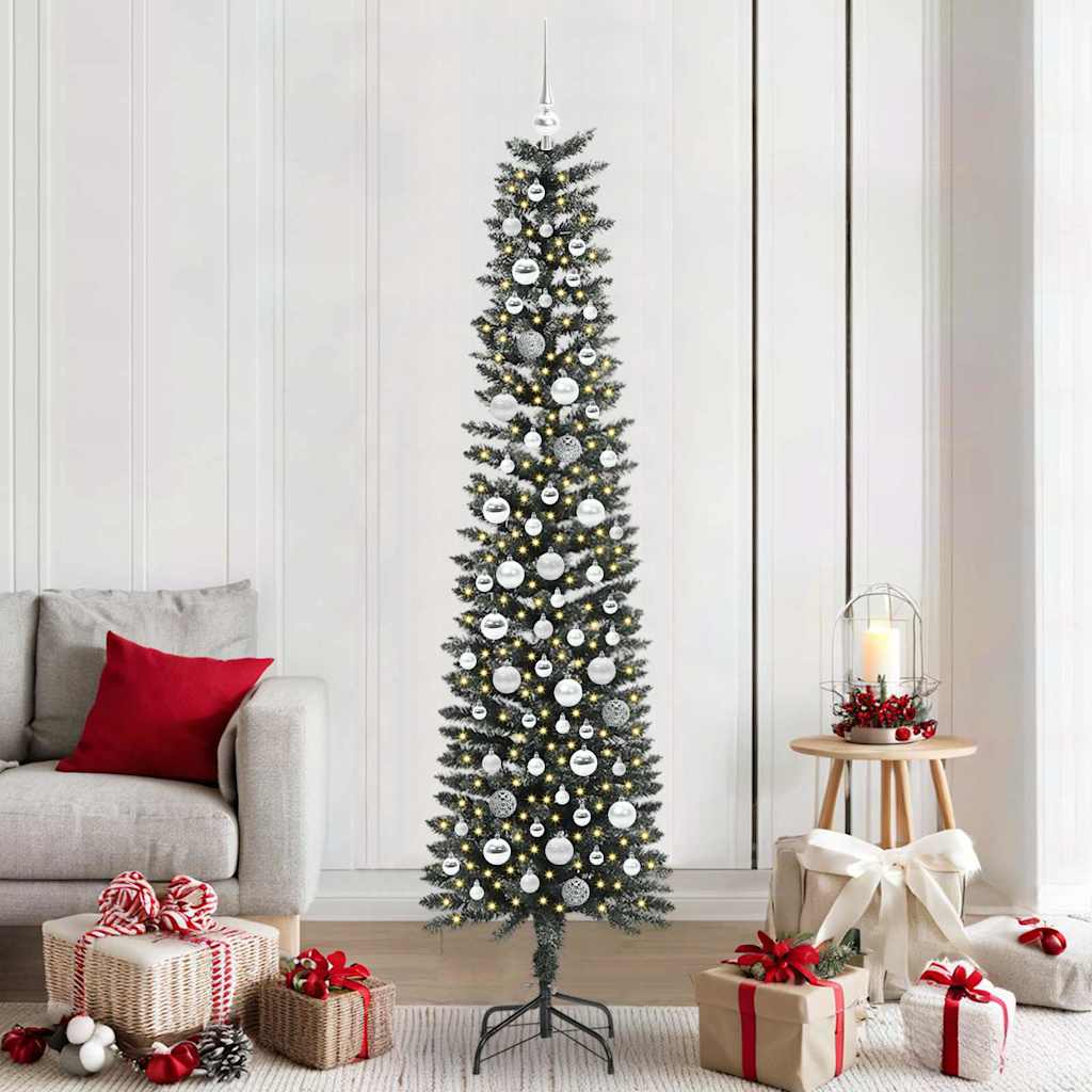 VidaXL künstlicher Weihnachtsbaum mit 300 LEDs grün, 210 cm PVC und Kunststoff und Stahl