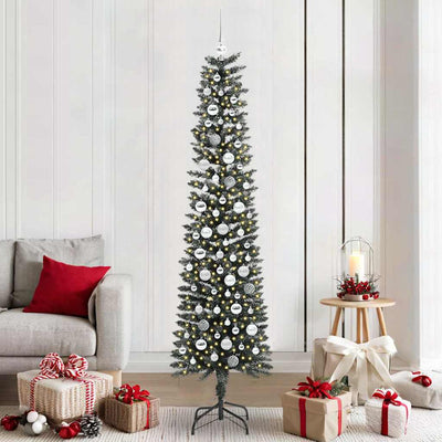 VidaXL künstlicher Weihnachtsbaum mit 300 LEDs grün, 210 cm PVC und Kunststoff und Stahl