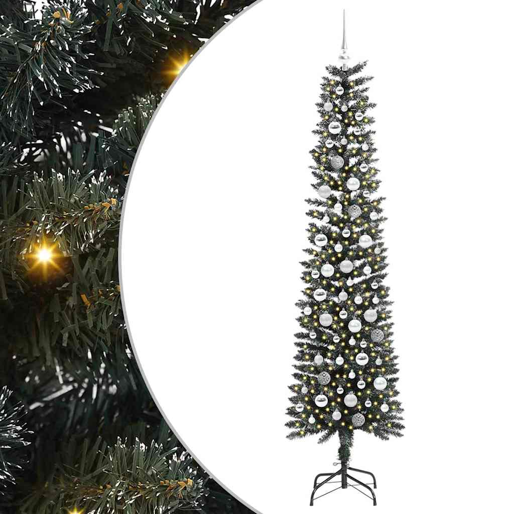 VidaXL künstlicher Weihnachtsbaum mit 300 LEDs grün, 210 cm PVC und Kunststoff und Stahl