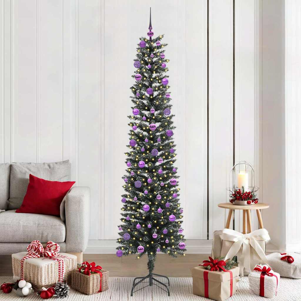 VidaXL künstlicher Weihnachtsbaum mit 300 LEDs grün, 210 cm PVC und Kunststoff und Stahl