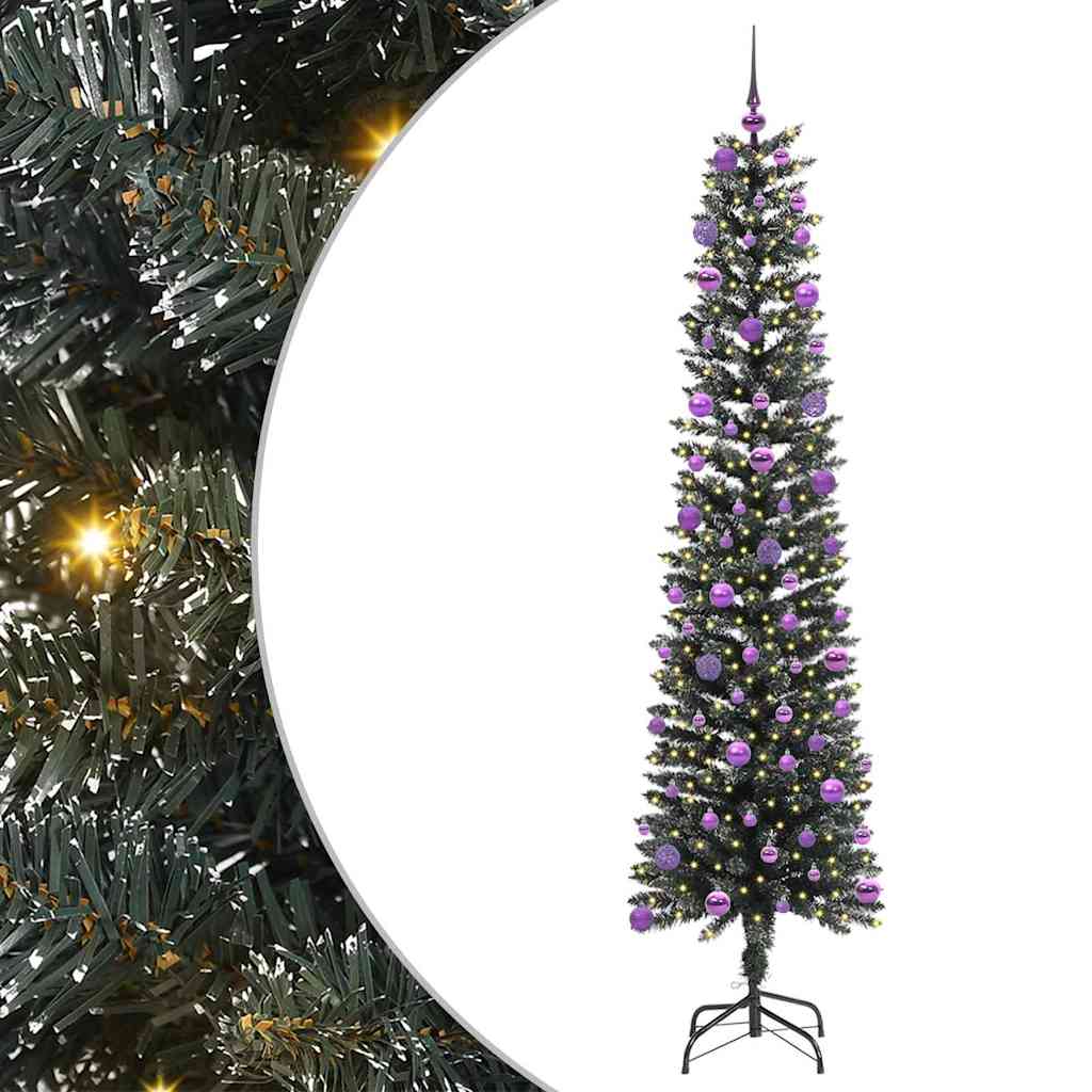 VidaXL künstlicher Weihnachtsbaum mit 300 LEDs grün, 210 cm PVC und Kunststoff und Stahl